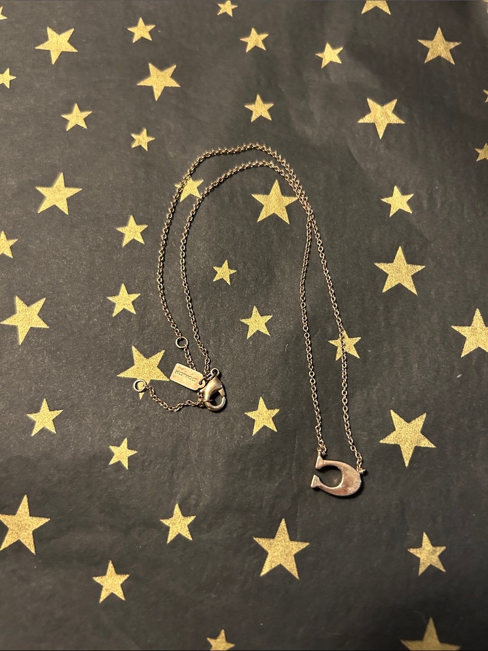Coach Logo “C” Necklace in Rose Gold with Crystals—Flaw - Picture 8 of 15
